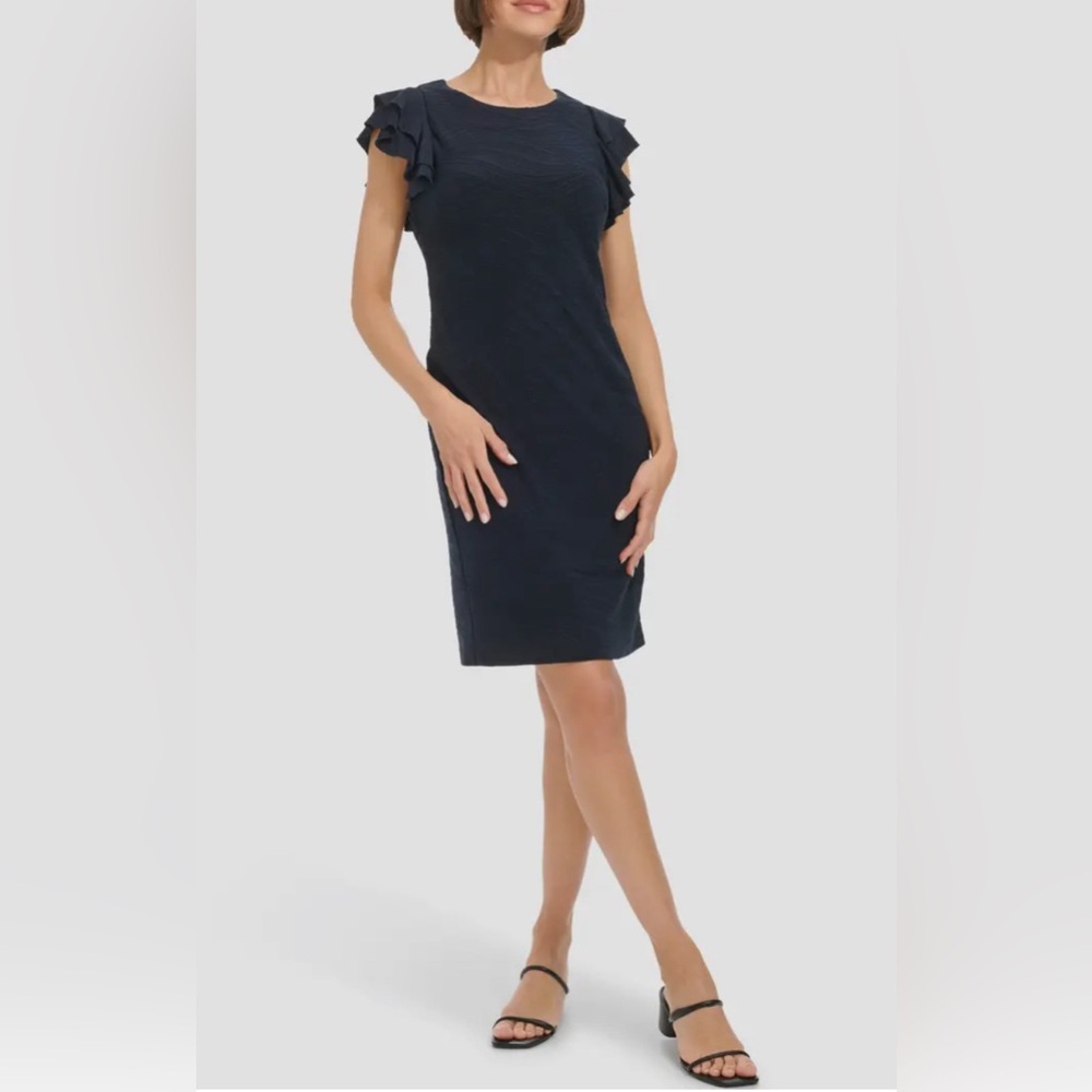 Tommy Hilfiger Navy Flutter Sleeve Dress